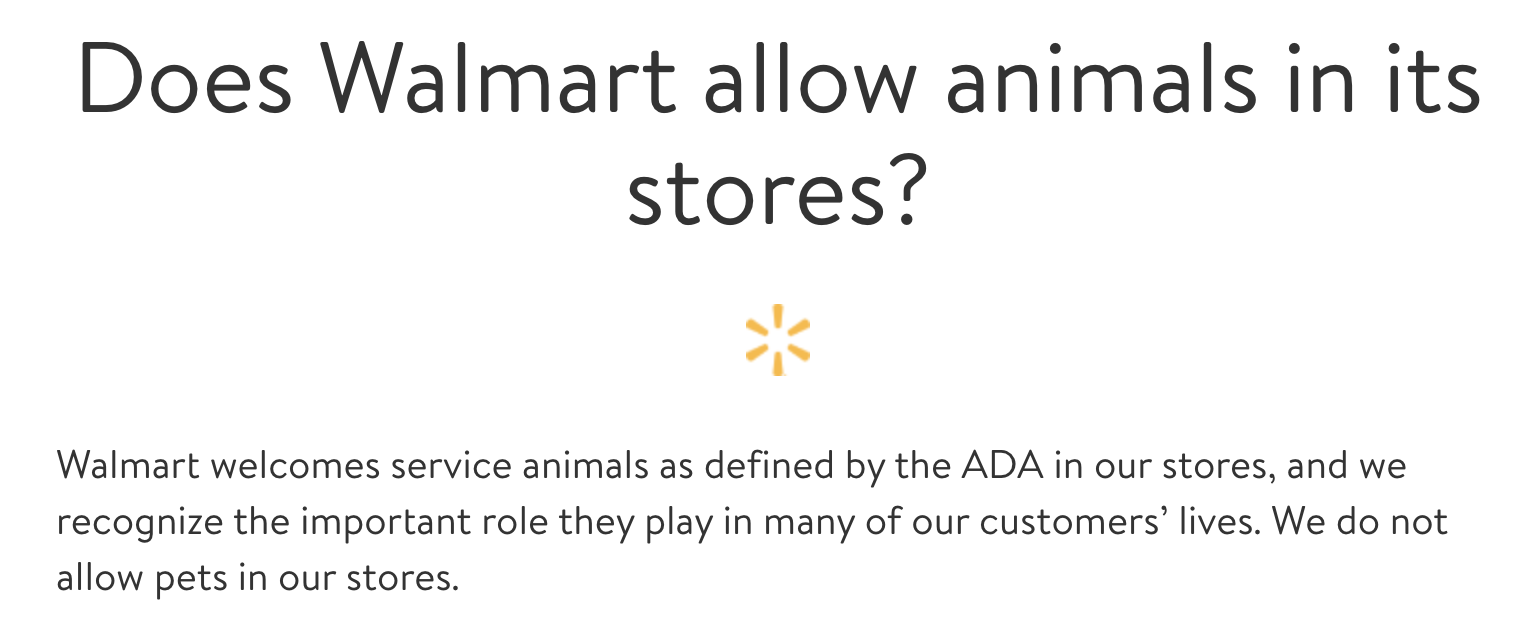 Walmart pet policy