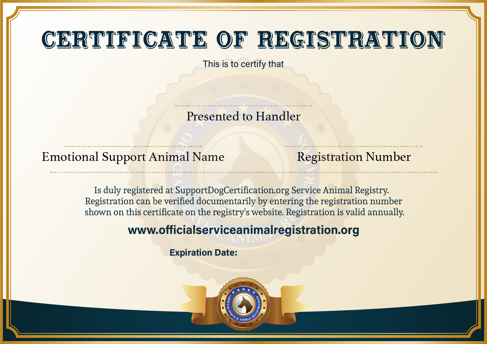 official emotional support dog registration