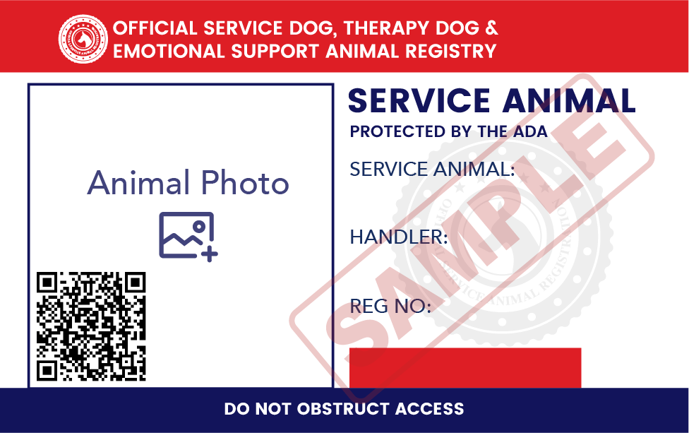 Service Animal Id Card Template